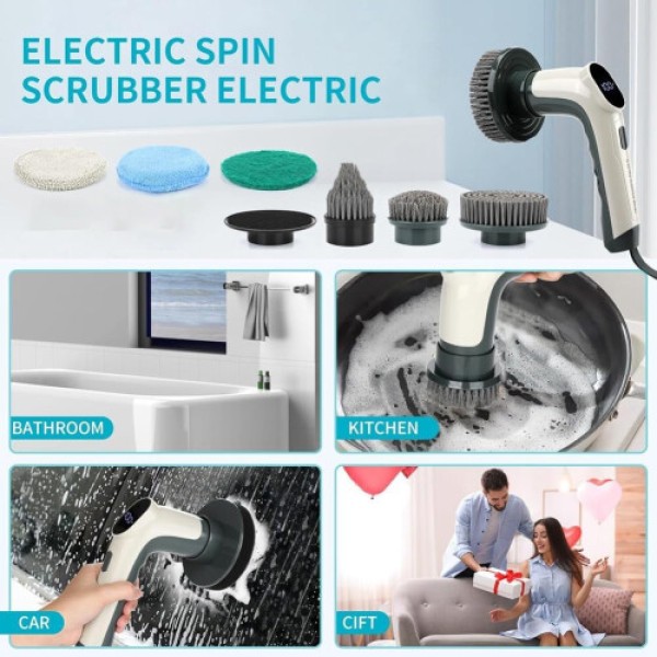 Pembersih Listrik dengan Layar LED, Mesin Pembersih Lantai Multi-Fungsi Portabel 2 Kecepatan untuk Semua Permukaan